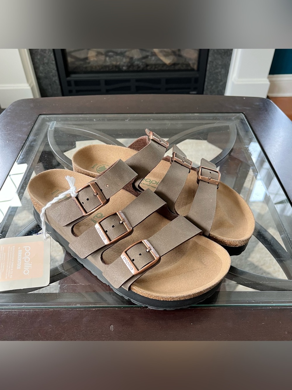 Sz 7 Papillio by Birkenstock Florida Flex Platform Sandals Vegan Mocha EU 38